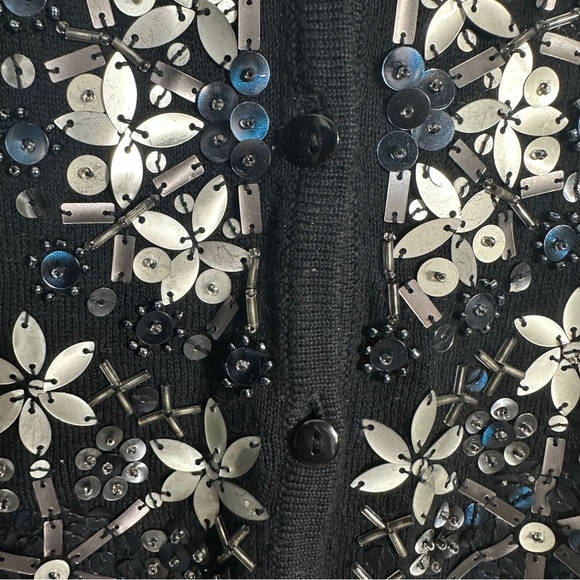 Michael Simon sz. S black snowflake embellished sweater, cardigan, holiday, xmas - Picture 4 of 10